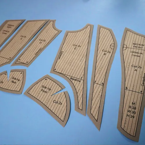 Sewmii sewing pattern pieces laid out on a cutting mat