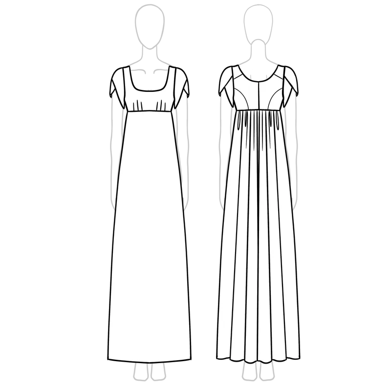 Sophie Dress technical drawing tulip sleeve