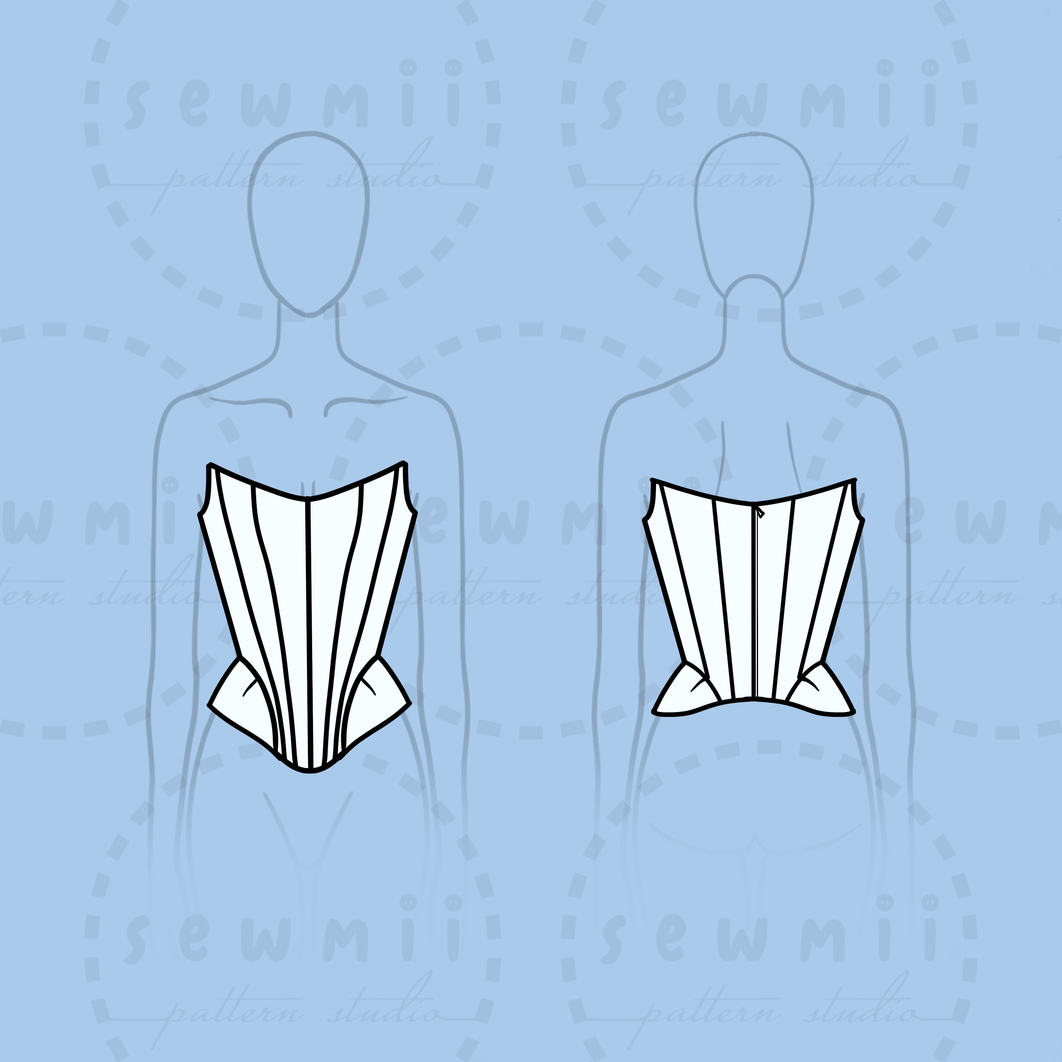 Ophelia Corset Flat Drawing